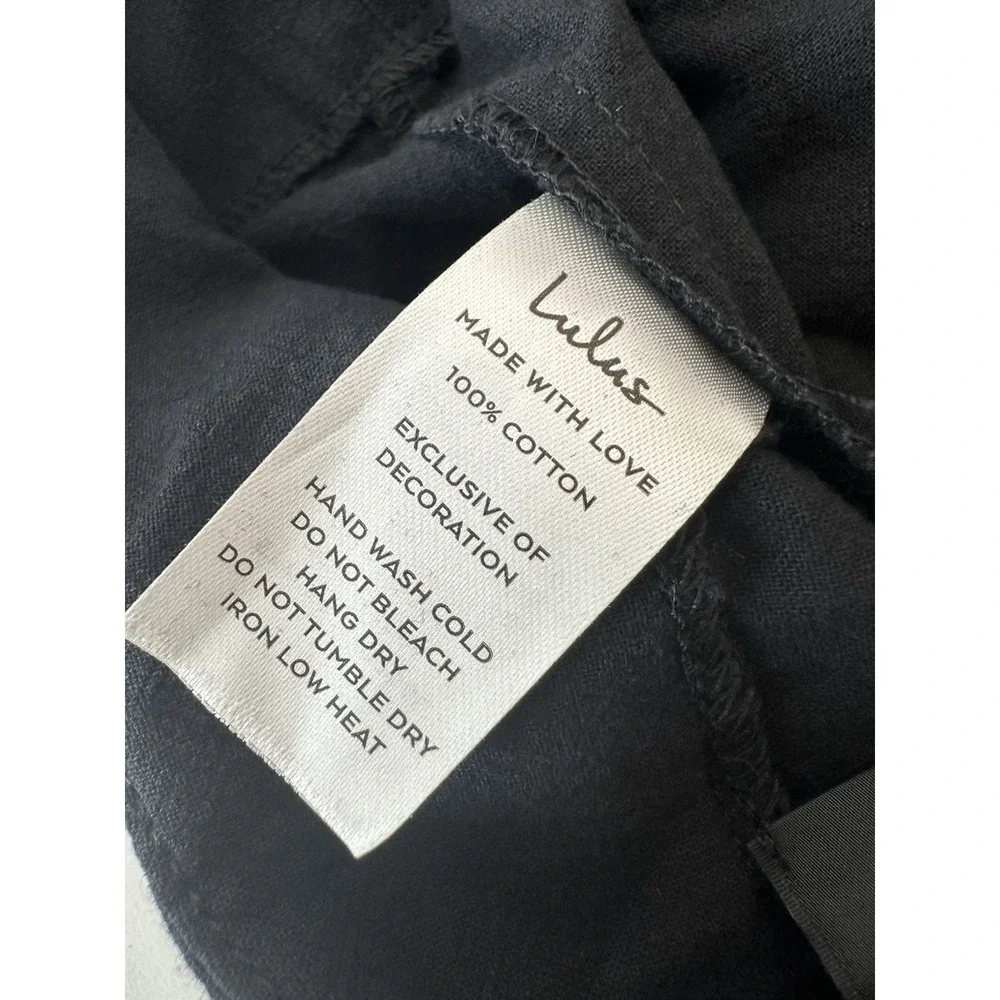 Lulu's   Overall Jumpsuit Women Large‎  Black Sleeveless Wide Leg Cotton Summer